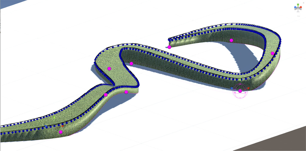 Generated spline with automatic outlines in Unity editor